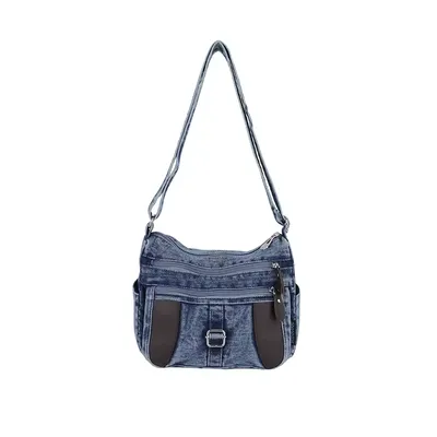  New Color Block Washed Denim Small Square Bag