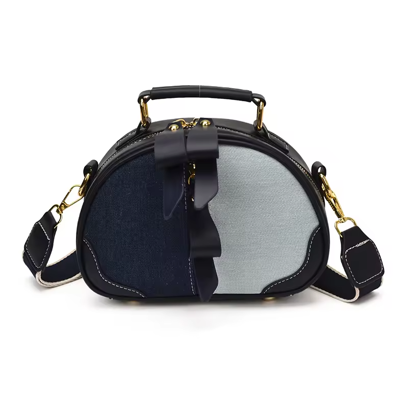 New Design Denim Zipper Splicing Handbag 