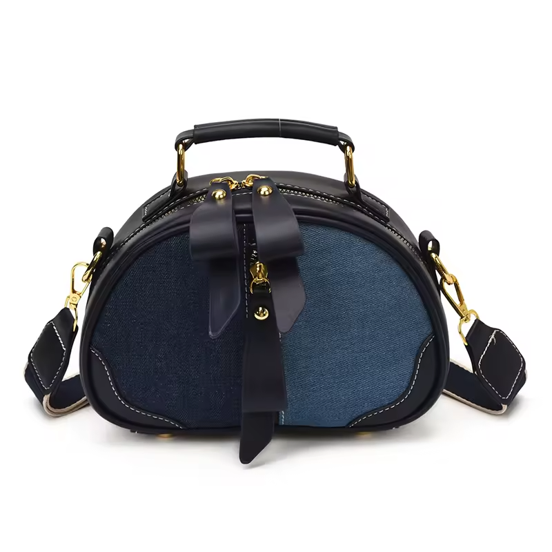 New Design Denim Zipper Splicing Handbag 