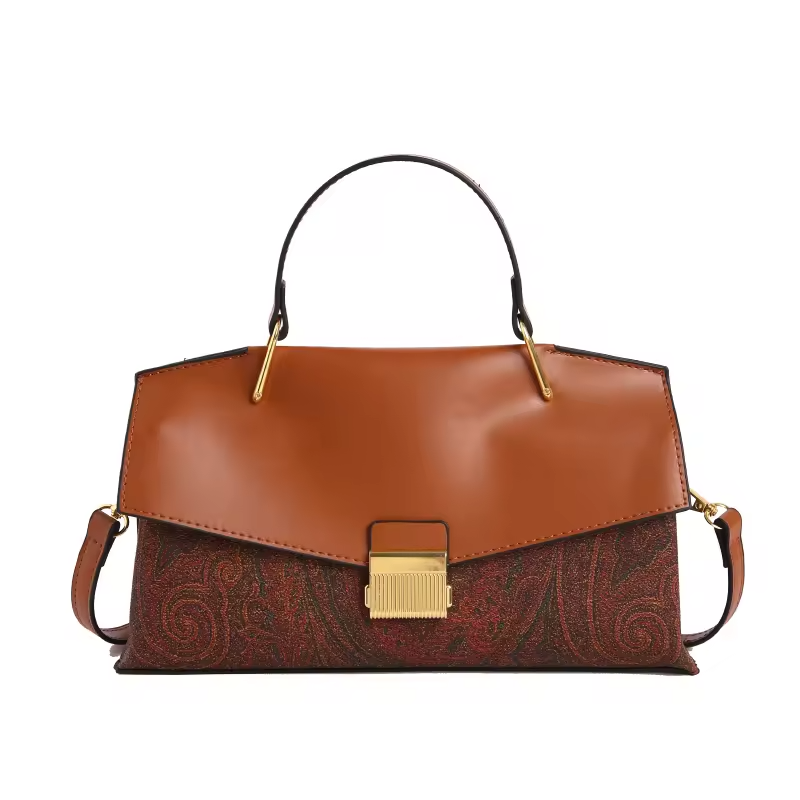 PU Leather Contrasting Retro Bag