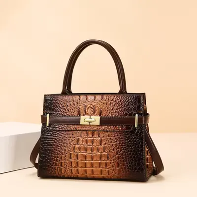 Ladies With Crocodile Pattern Tote Bag