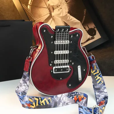  Girl Unique Red Guitar-Shaped Bag 
