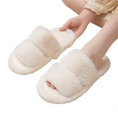 Home Breathable Autumn Cozy Fluffy Open-Toe