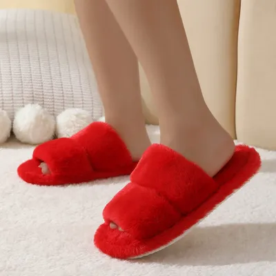 Home Breathable Autumn Cozy Fluffy Open-Toe