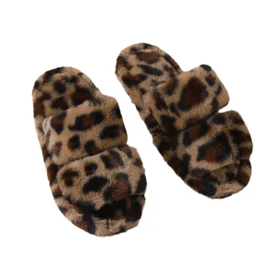 Leopard Print Furry Slippers 