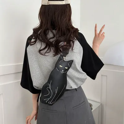 Cat Shape Halloween Women PU Chest Bag