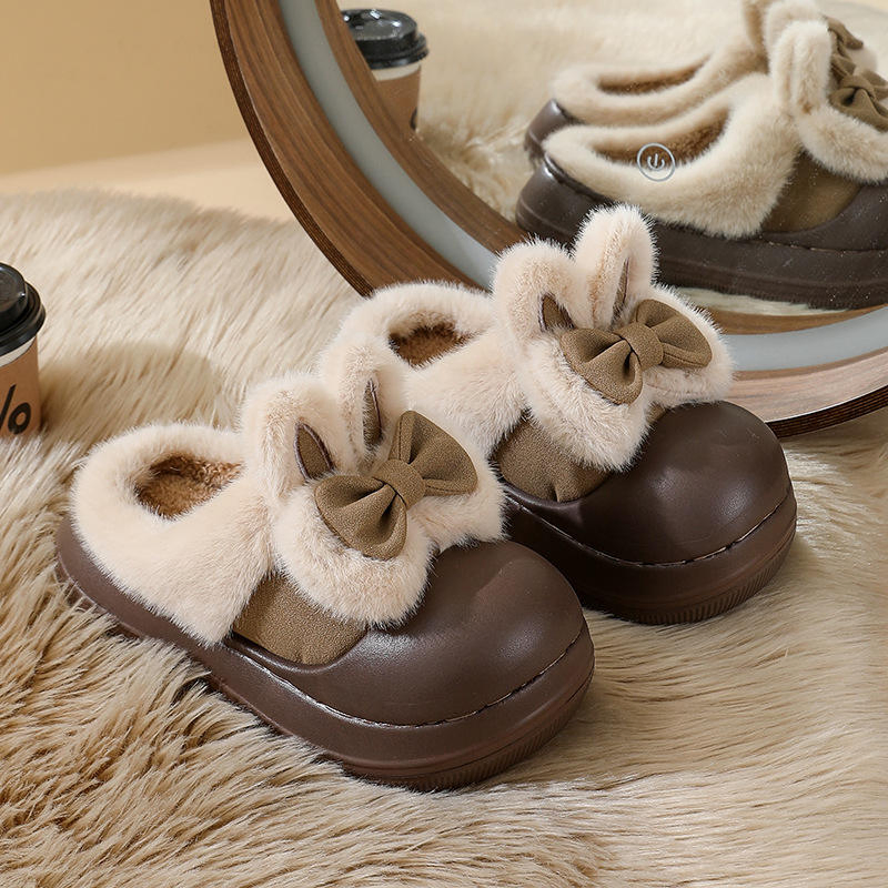 Autumn Winter Cute Cotton for Slippers Bowknot 