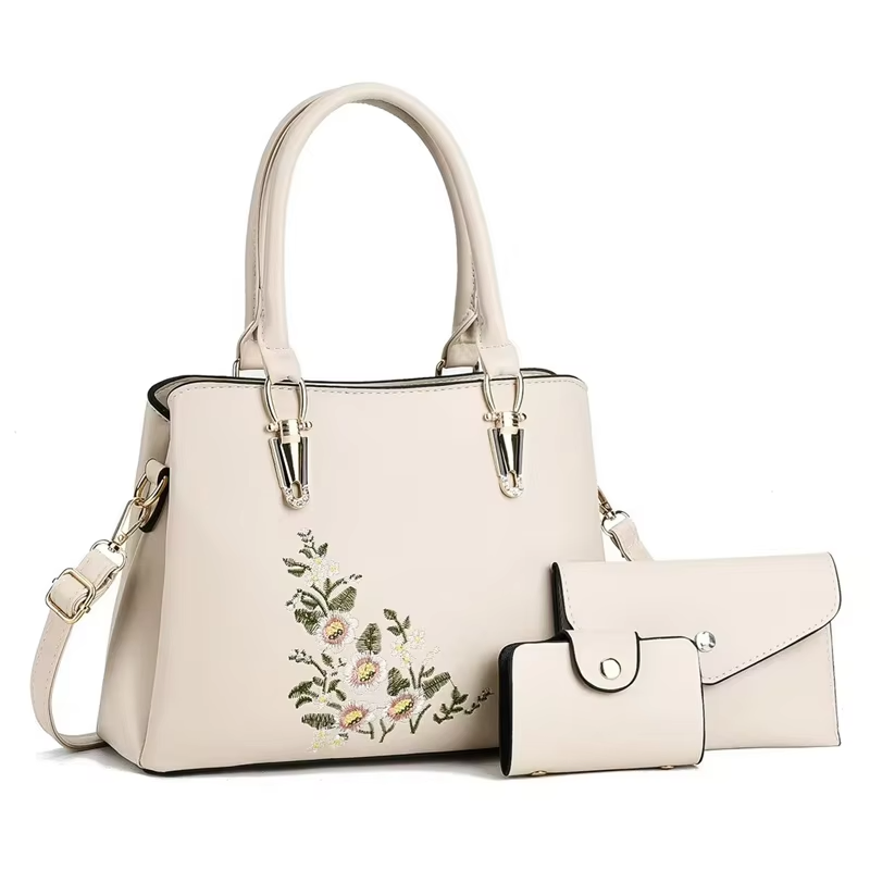 Luxury 3-Piece PU Leather Handbag & Wallet Set