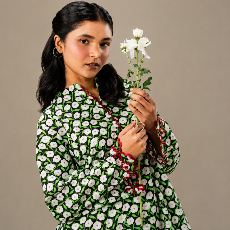 COCO BY ZARASHAHJAHAN | LIGHT EMBROIDERY SHIRT,  DOTTED SHALWAR
