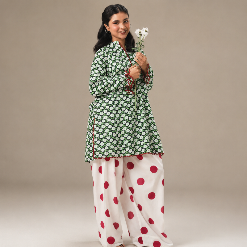 COCO BY ZARASHAHJAHAN | LIGHT EMBROIDERY SHIRT,  DOTTED SHALWAR