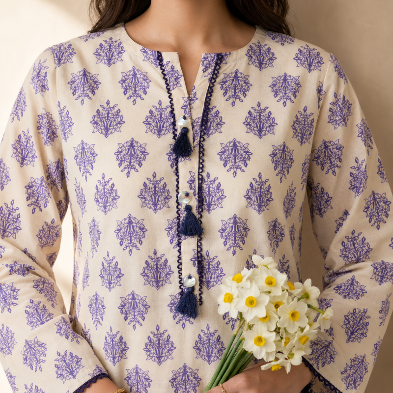 ZELLBURY 2 PIECES PRINTED TEXTURED LAWN (Kurta Dupatta)