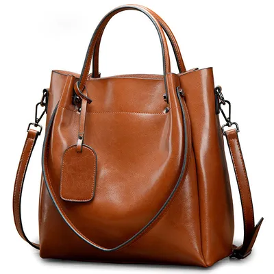 Genuine Leather Tote Bag for Women | Oil-Waxed Cowhide Shoulder Bag