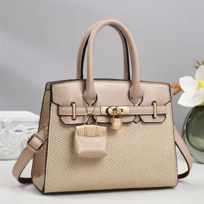 High-Quality Textured Women’s Handbag | Elegant PU Leather Lock Shoulder Bag