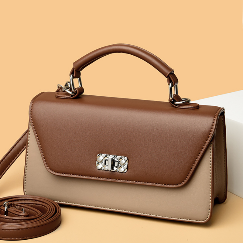 High-End Retro Color Block Handbag | Luxury Square Shoulder Crossbody Bag