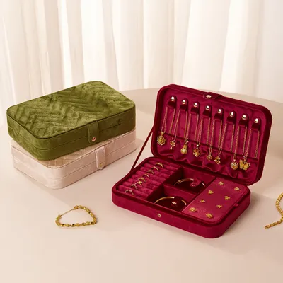 Premium Velvet Jewelry Storage Box | Large Capacity Necklace & Earring Organizer
