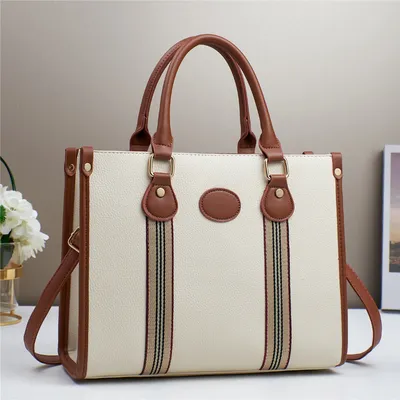REVLIN Large Plaid Shoulder Tote Bag | Minimalist Women’s Vertical Handbag