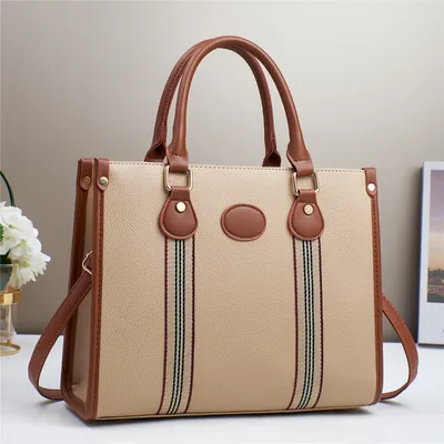 REVLIN Large Plaid Shoulder Tote Bag | Minimalist Women’s Vertical Handbag