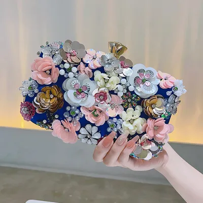 Handmade Beaded Flower Clutch Bag | Elegant Party Banquet Women’s Handbag