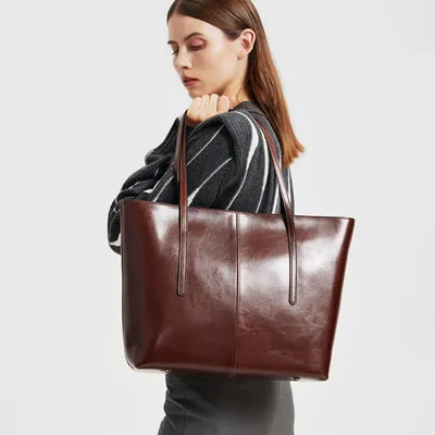 Genuine Leather Large Tote Bag | Cowhide Women’s Shoulder Handbag