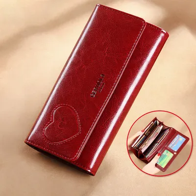 Genuine Leather Long Wallet for Women | Multifunctional Cowhide Handheld Clutch Wallet