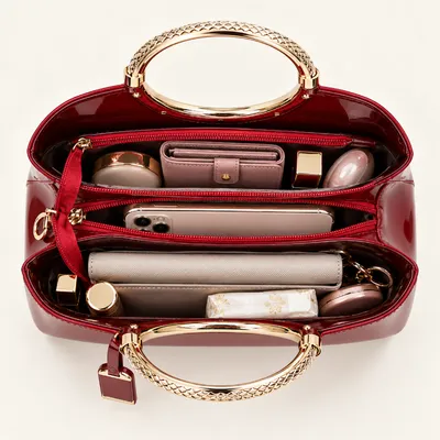 Shiny Patent Leather Shell Handbag | Elegant Structured Handbag for Women