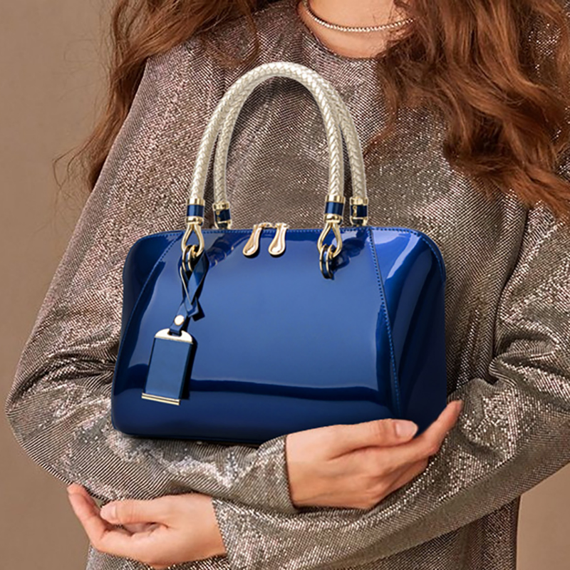 Glossy Patent Boston Handbag | Elegant Women's Shoulder & Crossbody Bag