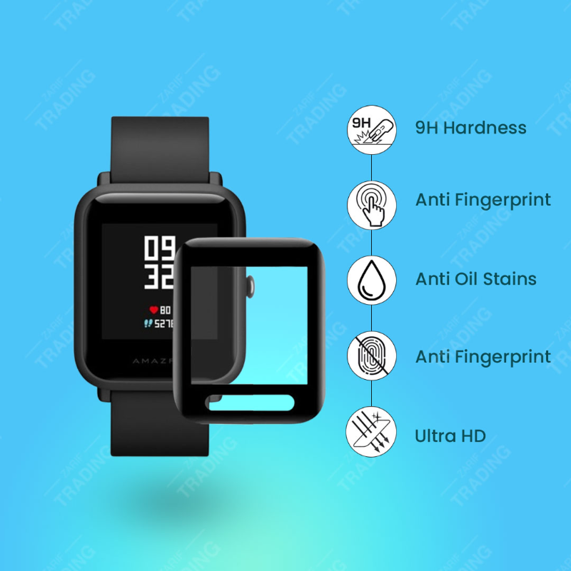 Amazfit Bip Screen Protector Logo Cut HD Clear Ultra Thin PMMA Full Coverage Scratch Resistant Fingerprint Resistant