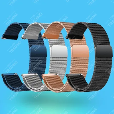 22mm Milanese Magnetic Stainless Steel Watch Strap Universal Flat Head Mesh Band Quick Release Metal Wristband for Square Smartwatches