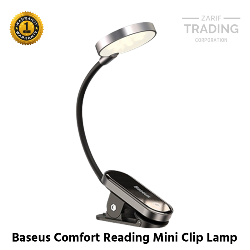 Baseus Comfort Reading Mini Clip Lamp USB LED Rechargeable Clip On Desk Lamp Flexible Nightlight Reading Light for Travel Bedroom Book