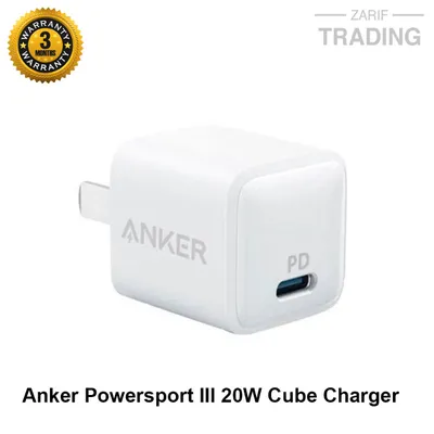 Anker 20W Fast Charger Foldable Plug PowerPort III 20W Cube Charger for iPhone 14 13 Samsung Pixel High Speed Charging Adapter