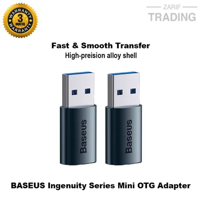 BASEUS Ingenuity Series Mini OTG Adapter USB 3.1 Male to Type C Female Converter Black Premium OTG Connector