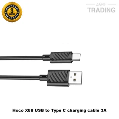 Hoco X88 Gratified Fast Charging Data Cable USB to Type C 1M Black Durable Charging Cable