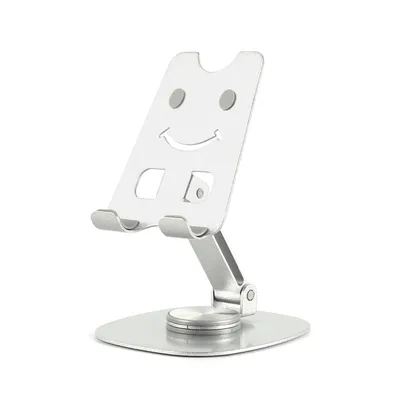 Adjustable Aluminum Phone and Tablet Stand Foldable Desktop 360 Holder with Smile Design
