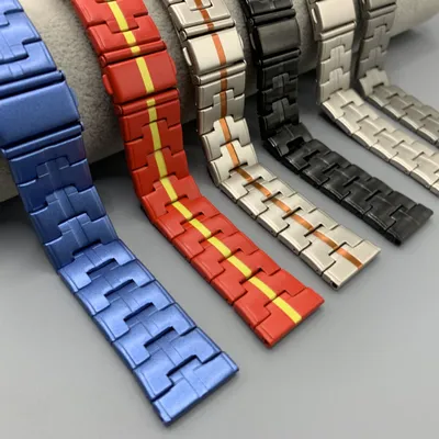 22mm Stainless Steel Watch Band H Link Metal Bracelet Strap with Butterfly Buckle for Smartwatches and Luxury Watches