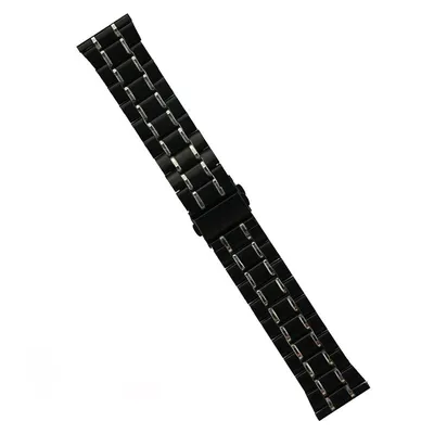 22mm Premium Stainless Steel Watch Strap Five Bead Solid Metal Bracelet with Double Snap Clasp Compatible with Smartwatches and Traditional Watches