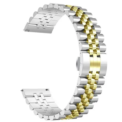 22mm Stainless Steel Five Bead Watch Strap Premium Metal Bracelet for Smartwatches With Butterfly Buckle Jubilee Style