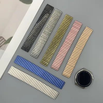 22mm Stainless Steel Elastic Stretchable Watch Band Adjustable Metal Strap for Smartwatches and Traditional Watches