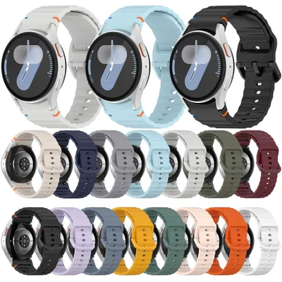 20mm Wavy Stitch Silicone Sports Strap with Metal Buckle for Samsung Galaxy Watch 7 6 5 4 FE