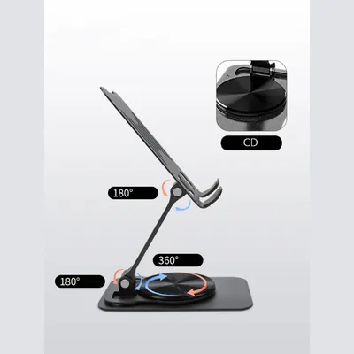 Foldable Metal Mobile Phone Stand Adjustable 360 Degree Rotating Desk Holder for Smartphones and Tablets