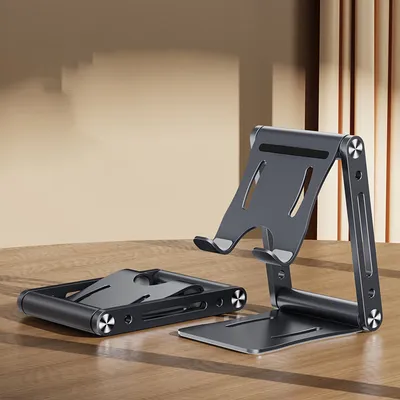 Z6 Foldable Mobile and Tablet Stand Adjustable Aluminum Desktop Holder for iPhone iPad Samsung and Android Phones