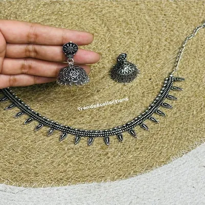 Antique Oxidized Choker Set with Jhumka Earrings – Traditional Silver Look Jewellery