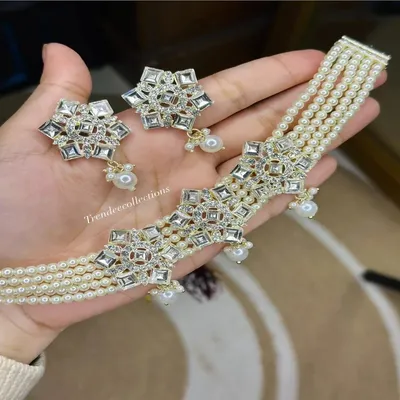 Diamond Cut Pearl Choker Set – Premium Bridal & Party Wear Jewellery (Design Variants)