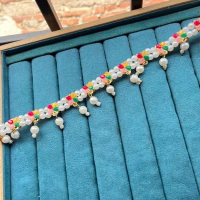 Multi Design South Indian Pearl & Stone Kamarbandh | Gold & Silver Polished Waist Belt