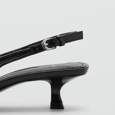 BLACK BEADED MESH KITTEN HEEL MULES 