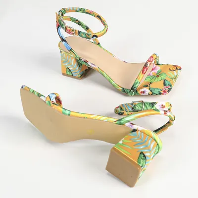 CROSS-BORDER SQUARE TOE COLORFUL HIGH-HEELED 