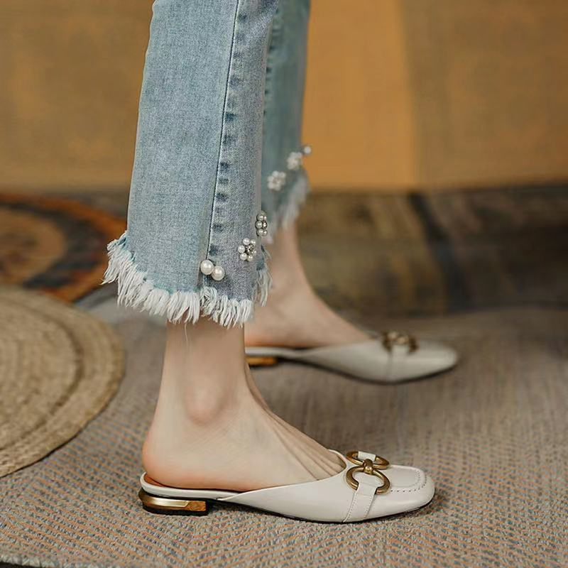 FRENCH RETRO STYLE LAZY MULE SHOES
