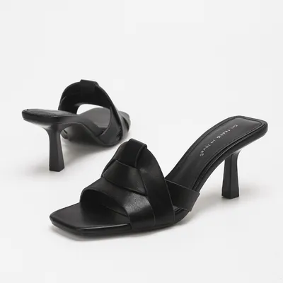  CROSS STRAP SQUARE TOE HIGH-HEELS