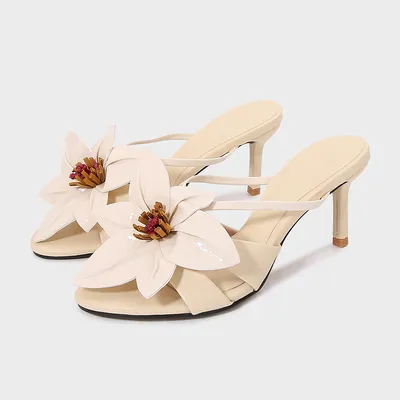 FLORAL DECORATED STILETTO SANDALS