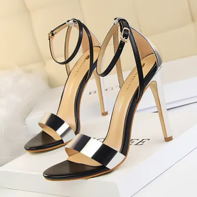  NIGHTCLUB STILETTO HEEL BLOCKED COLOR OPEN-TOE 