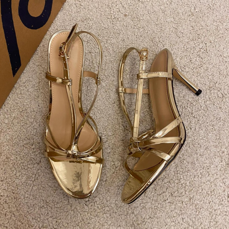 GOLD STRAPPY HIGH HEELS 
